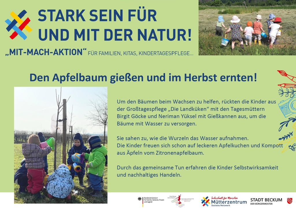 Den Apfelbaum gießen und im Herbst ernten!